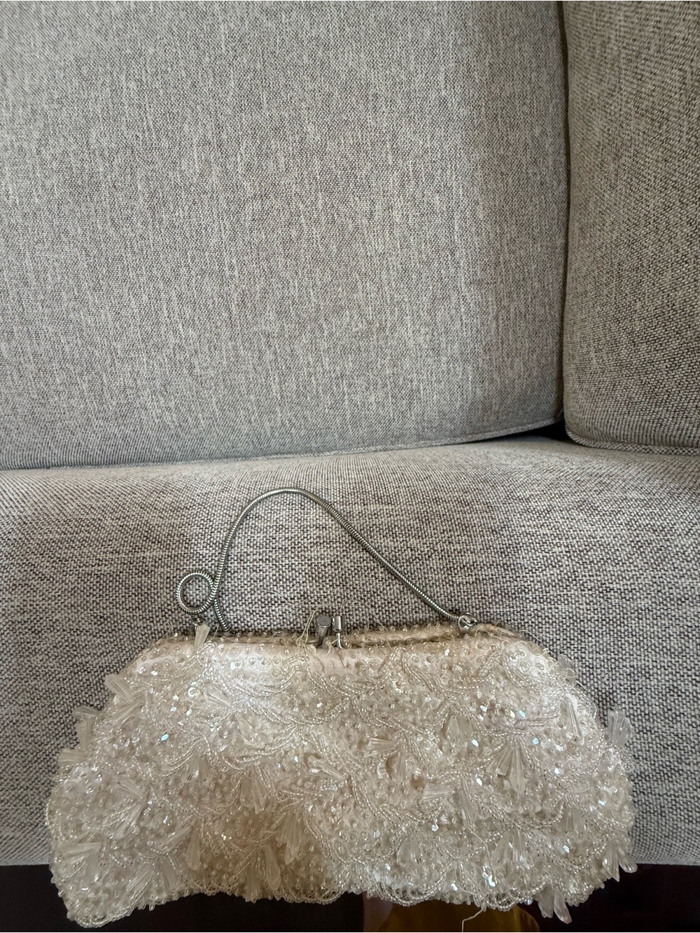 Beaded Ivory Evening Clutch Bag